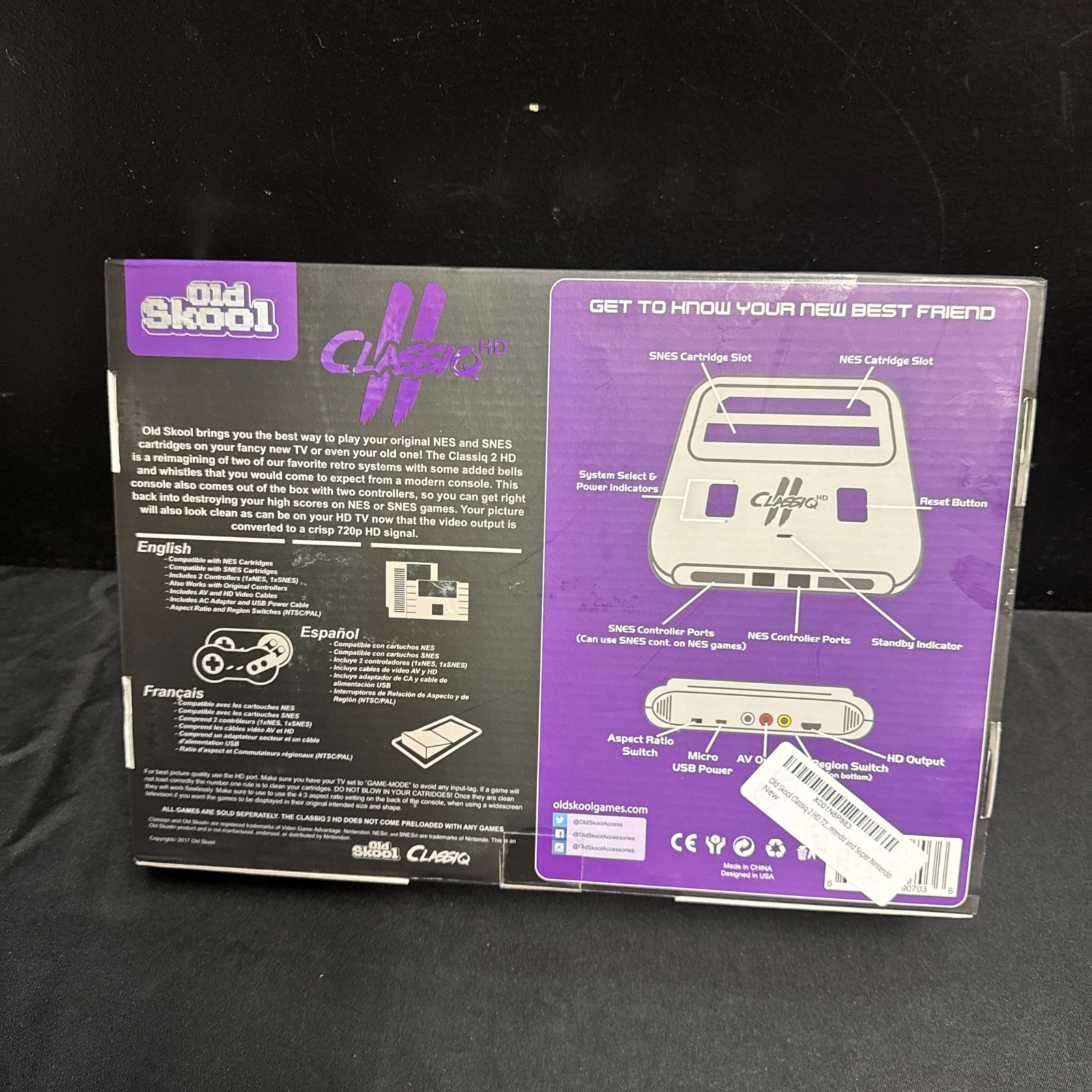 Classiq 2 HD 720p Twin Video Game System Grey/Purple for SNES/NES *OLD SKOOL*