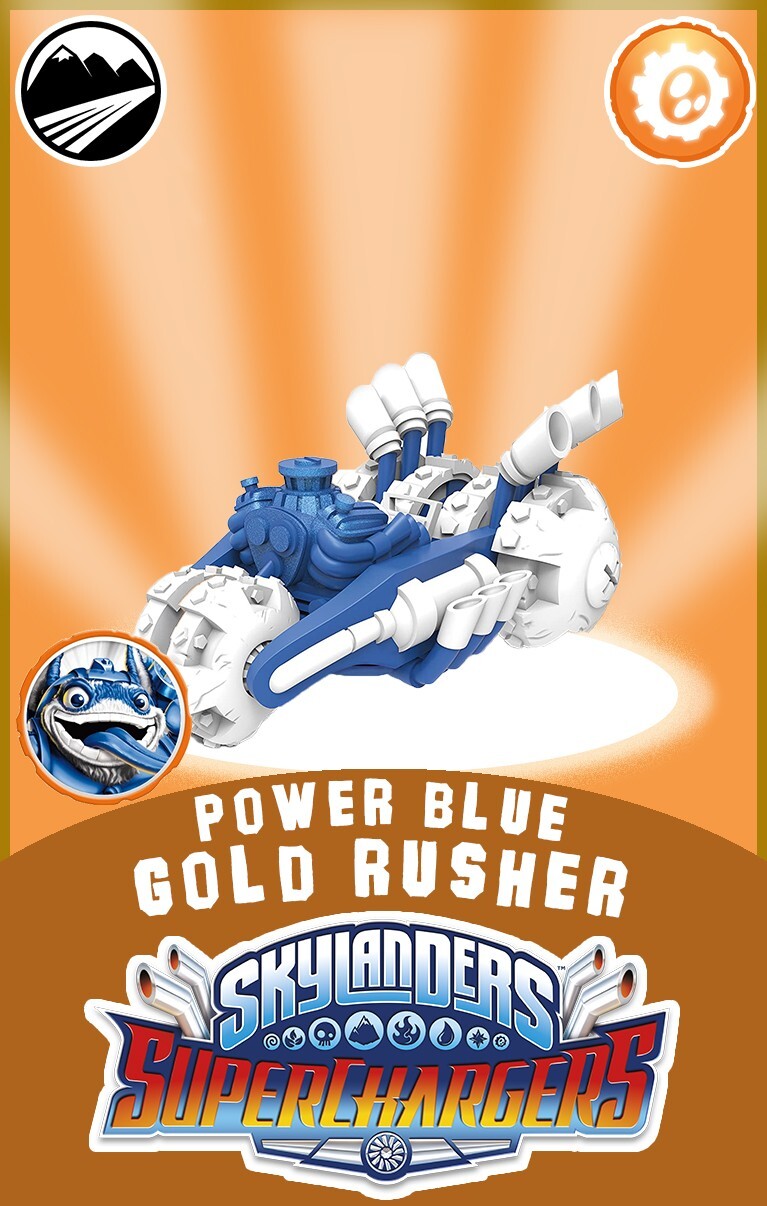 Skylanders Superchargers Vehicle Power Blue Gold Rusher NFC Card FREE SHIPPING