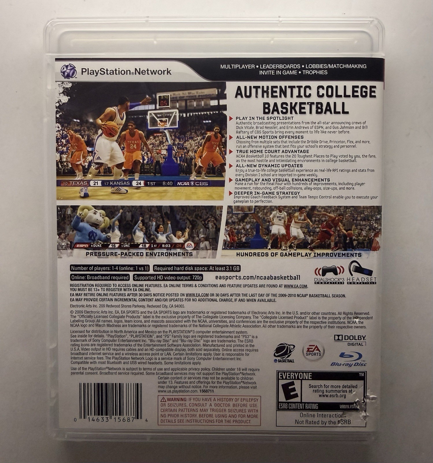 NCAA Basketball 10 (Sony PlayStation 3, 2009) PS3 No Manual