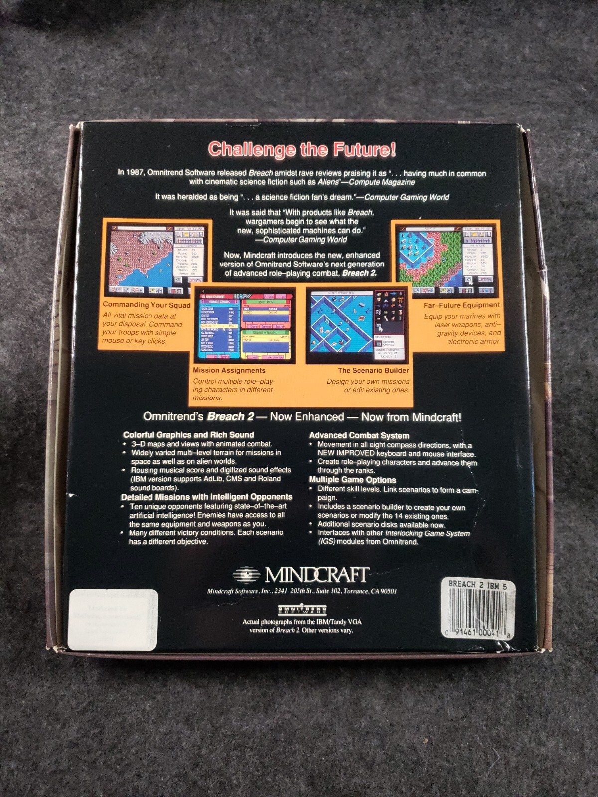 Breach 2 Mindcraft Game – (IBM, 1990) 5.25” Floppy – PC Big Box ……….(SB3)