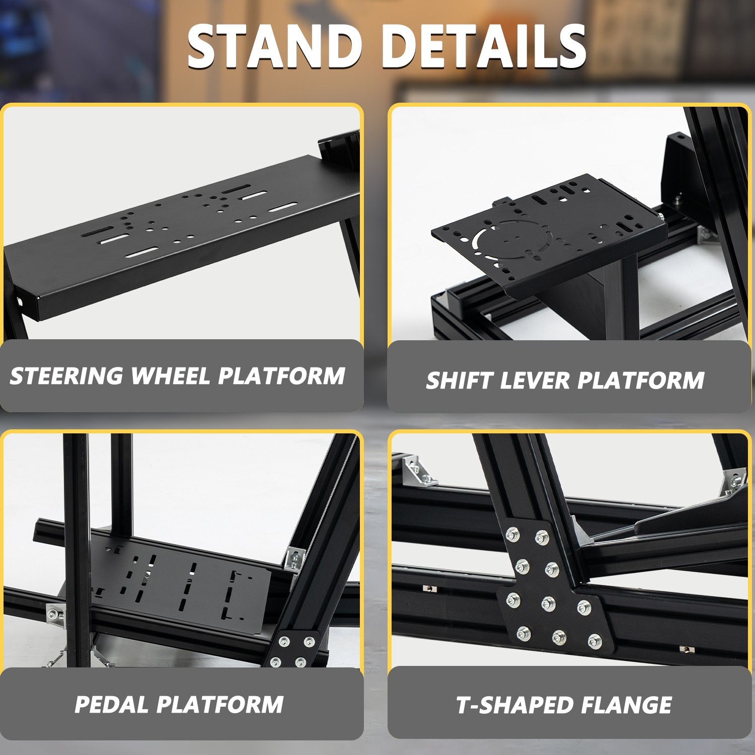 Marada Sim Racing Cockpit Stand with Monitor Bracket Fit Logitech G29 G920 G923