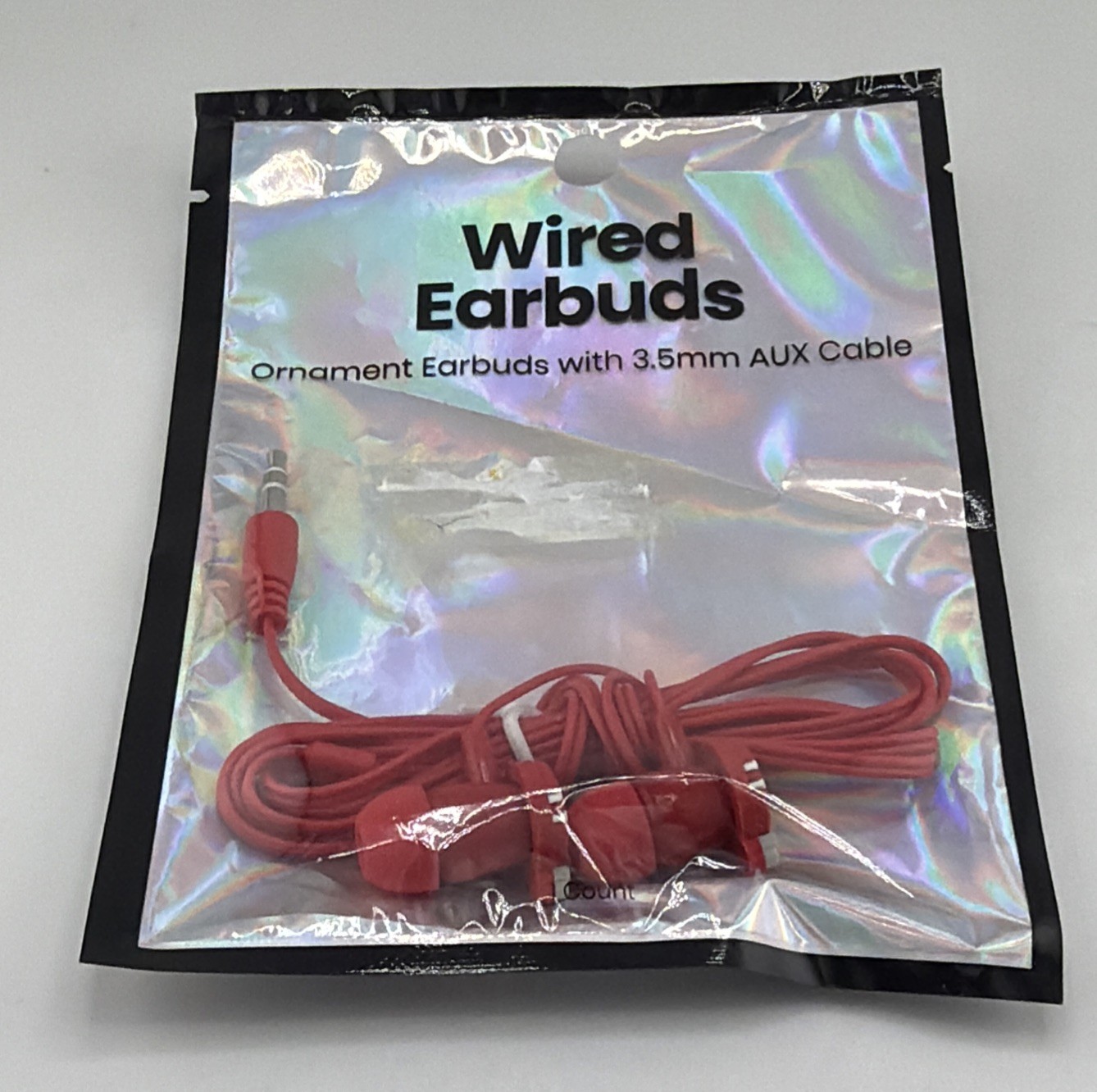Universal 3.5mm Wired Earbuds Stereo Headphones In-Ear AUX Earphones Red Ornamen