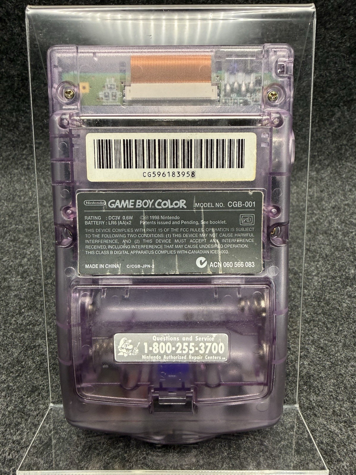 Nintendo Game Boy Color Atomic Purple CGB-001 Pokemon Lens & TESTED