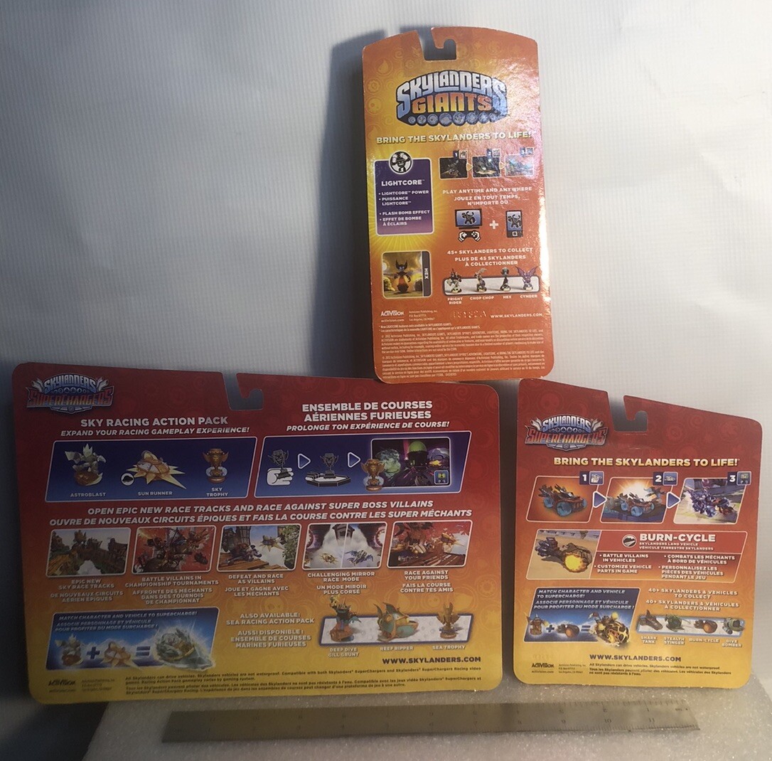 Skylanders Set of 3: Hex, Burn Cycle, & Sky Racing Action Pack