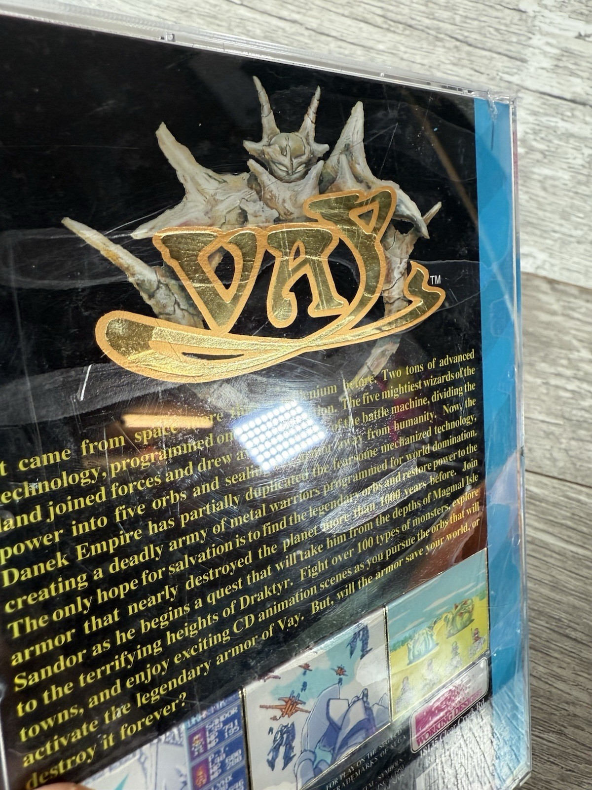 Vay | Sega CD, 1994 | Complete CIB w/ Manual, Reg Card (Water Damage)