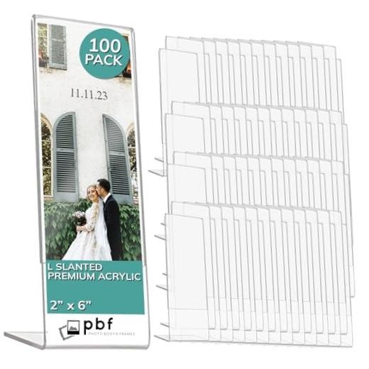 2×6 Acrylic Sign Holder | 2 x 6 Vertical Stand Up Slanted Sign 100 Clear