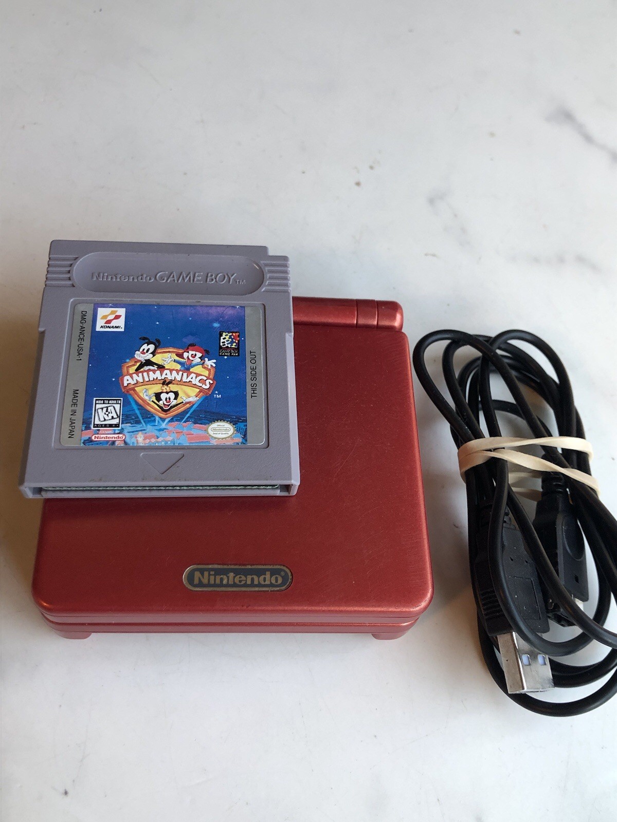 Gameboy Advance SP GBA Flame Red Ags-001 Tested USA With Charger game