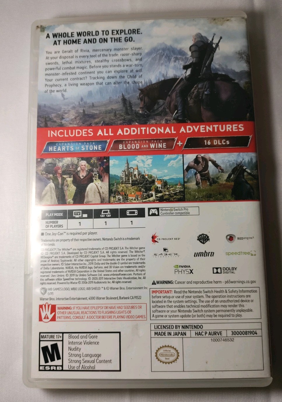 Witcher 3 Wild Hunt Complete Edition Nintendo Switch 2019 Game