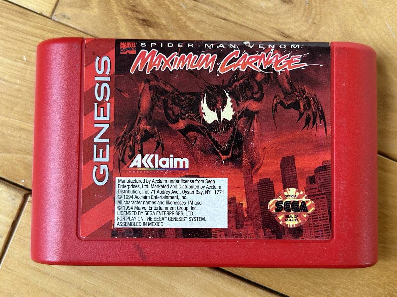 Spider-Man & Venom Maximum Carnage Sega Genesis – Red Game Cartridge