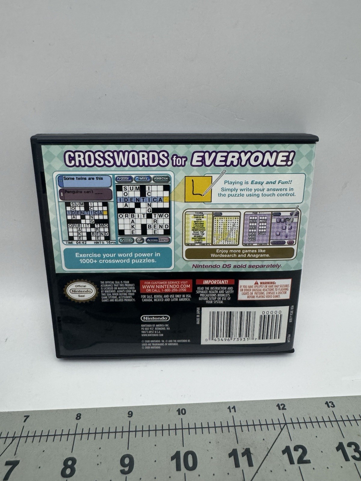 Crosswords DS (Nintendo DS, 2008) 1,000+ Easy & Fun Puzzles Game