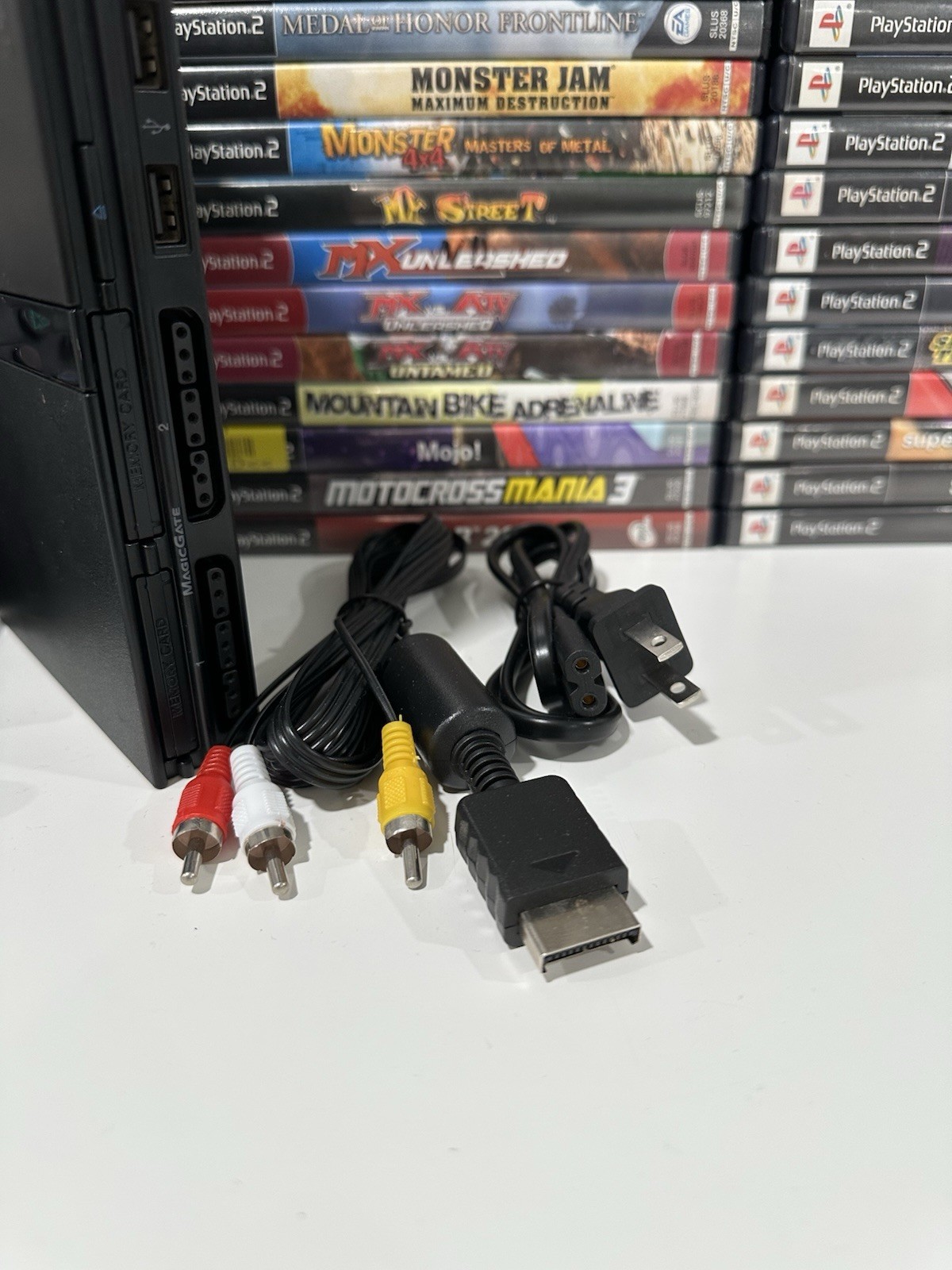 Sony PlayStation 2 PS2 Slim Black Console Bundle –Controller / Cables / Tested