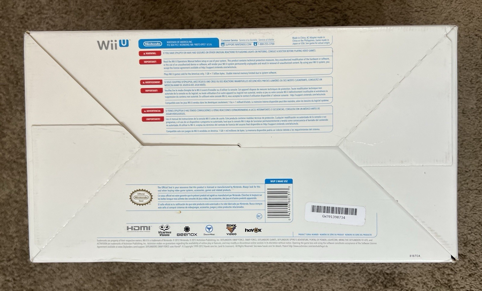 Nintendo WiiU Wii U Skylanders Limited Edition Console Bundle White New in Box