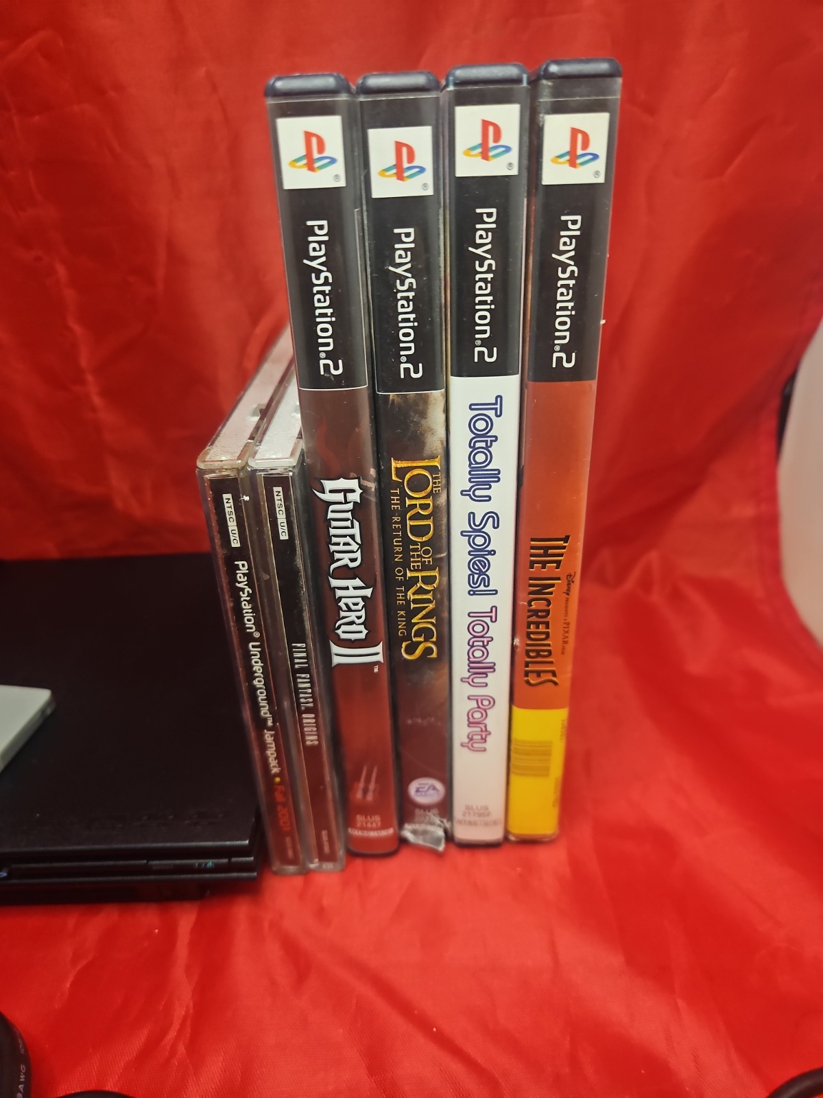 Sony PS2 Slim Black Console Bundle Lot Controller 6 Games & Cables SCPH-70012