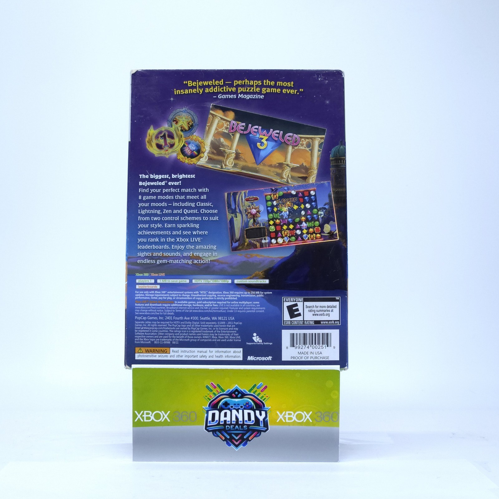 Bejeweled 3 CIB W/ Slipcover + Manual – Xbox 360