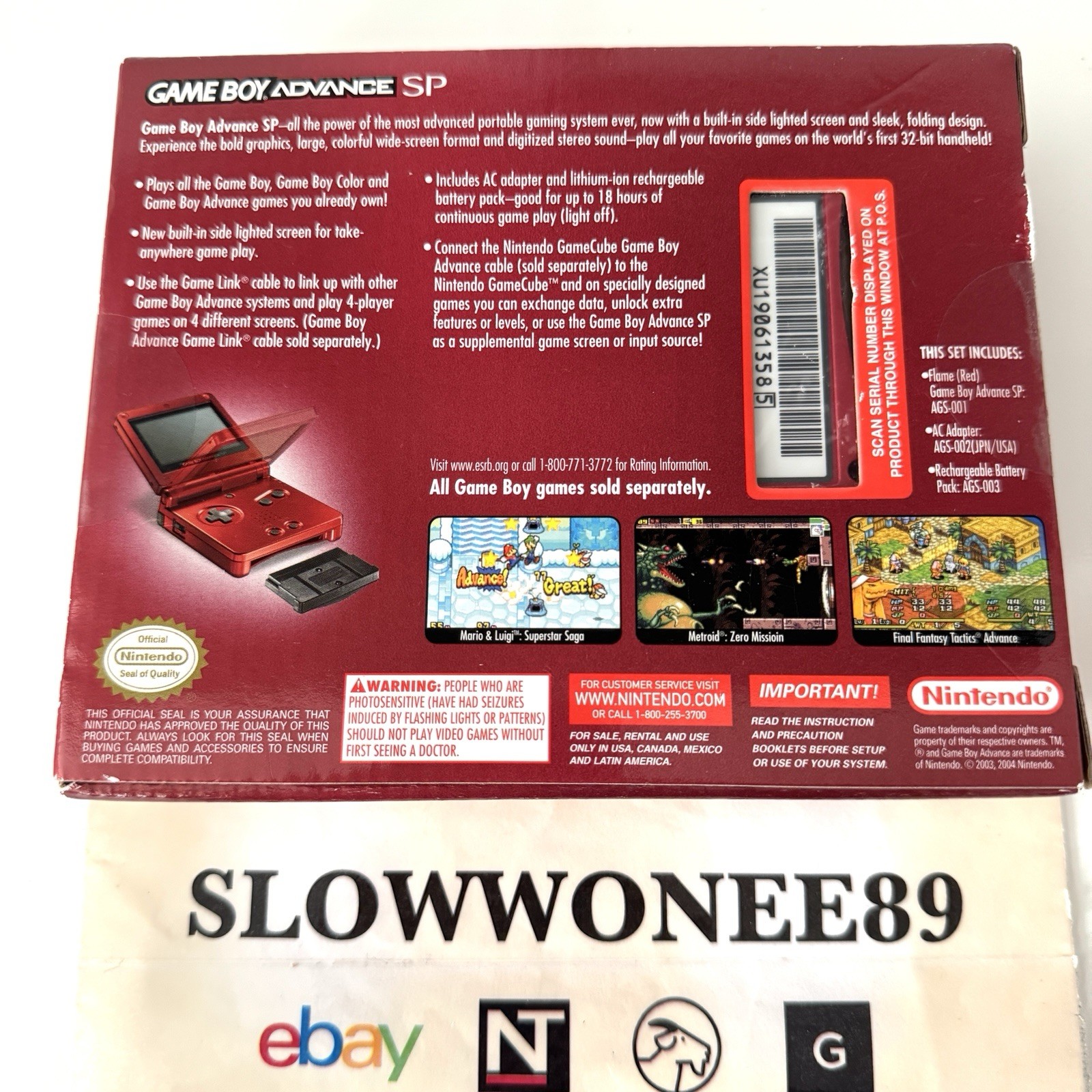 NEW SEALED BOX Nintendo Game Boy Advance SP GBA Flame Red Console Rare CIB
