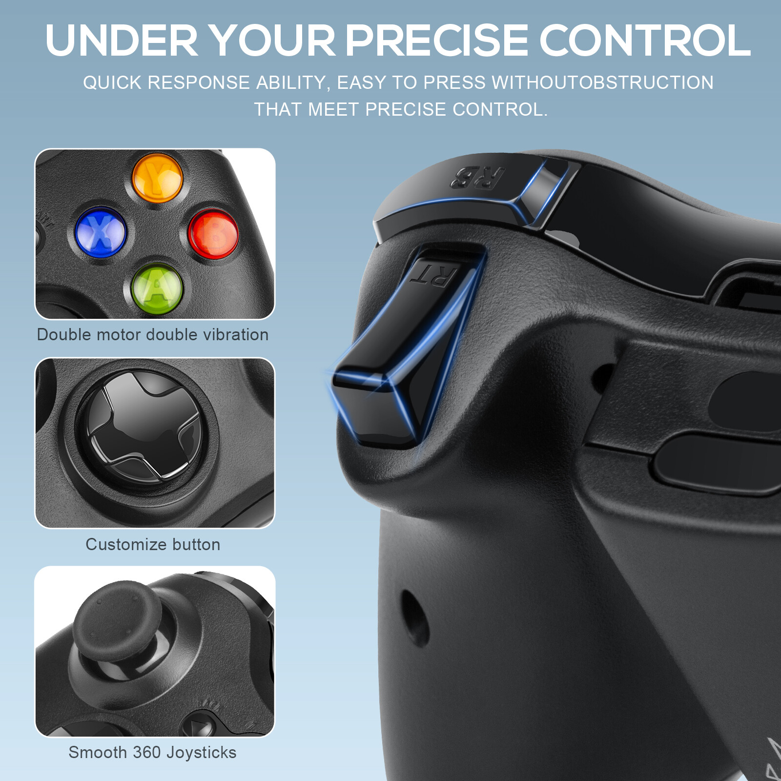 2PCS Wireless Game Controller Gamepad for Microsoft XBOX 360 & PC WIN 7 8 10 11