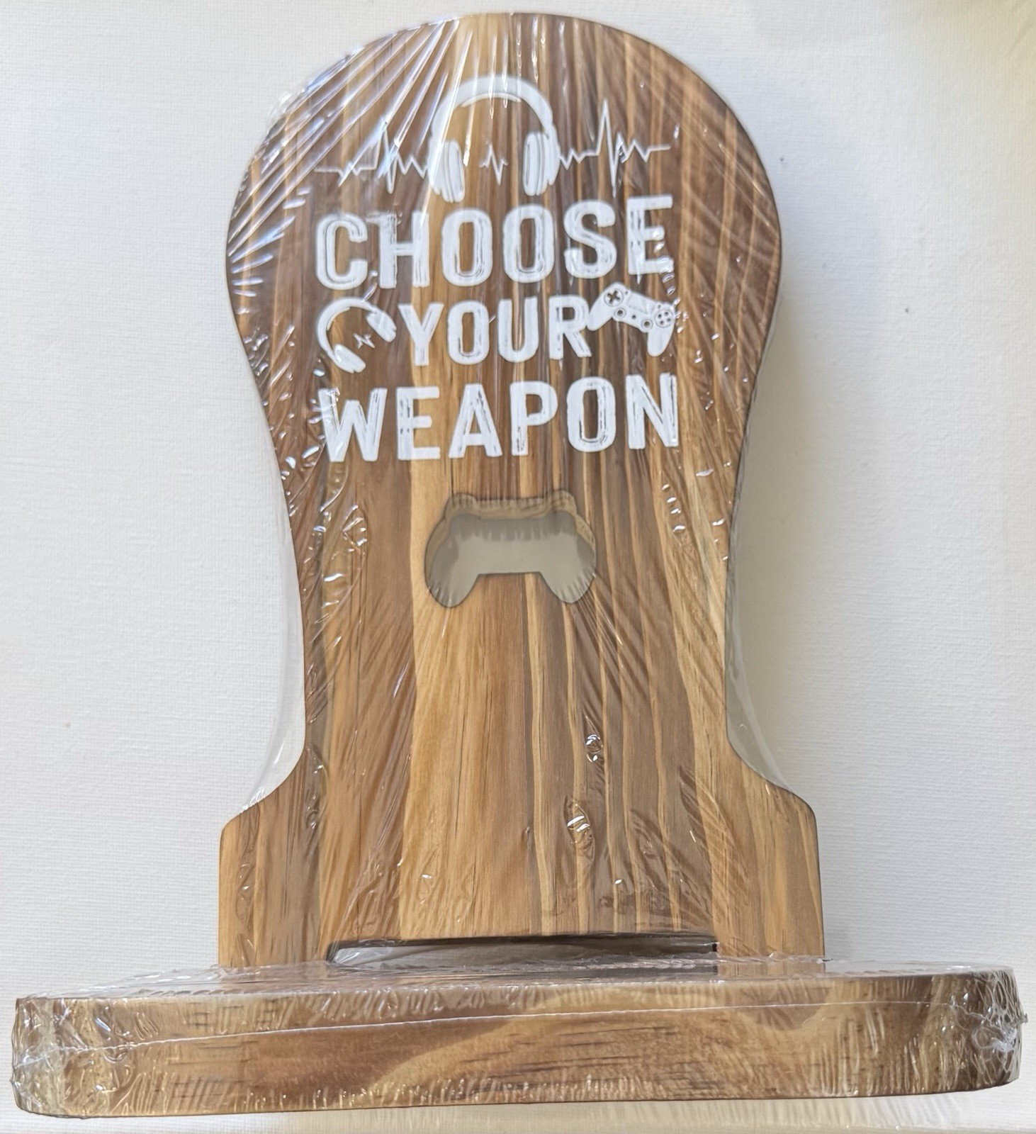 Slothoem, Wood Gaming Controller Stand, Choose Your Weapon Graphic, Open Box Cnd