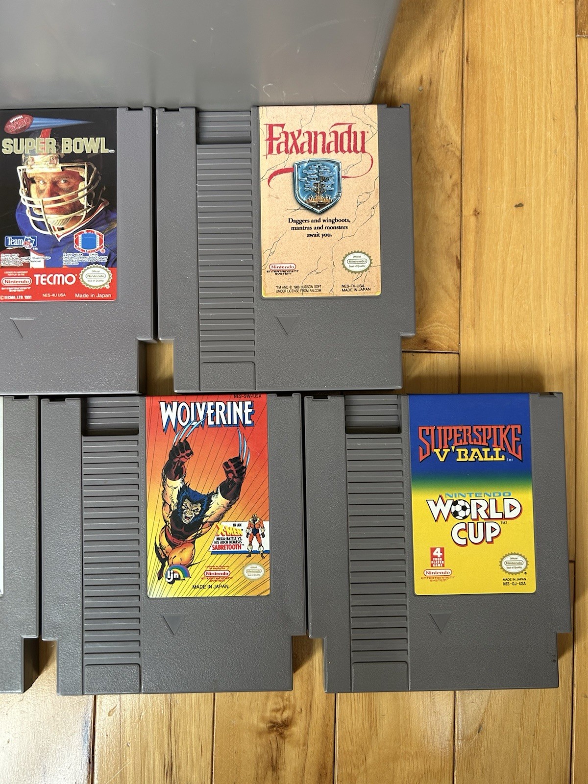 Nintendo NES 7 Game Bundle Super Mario/Duck Hunt, Tecmo Super Bowl, Wolverine