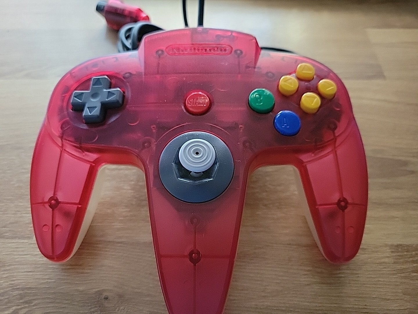 Official Nintendo 64 WATERMELON RED / CLEAR BACK Controller OEM N64 NUS-005