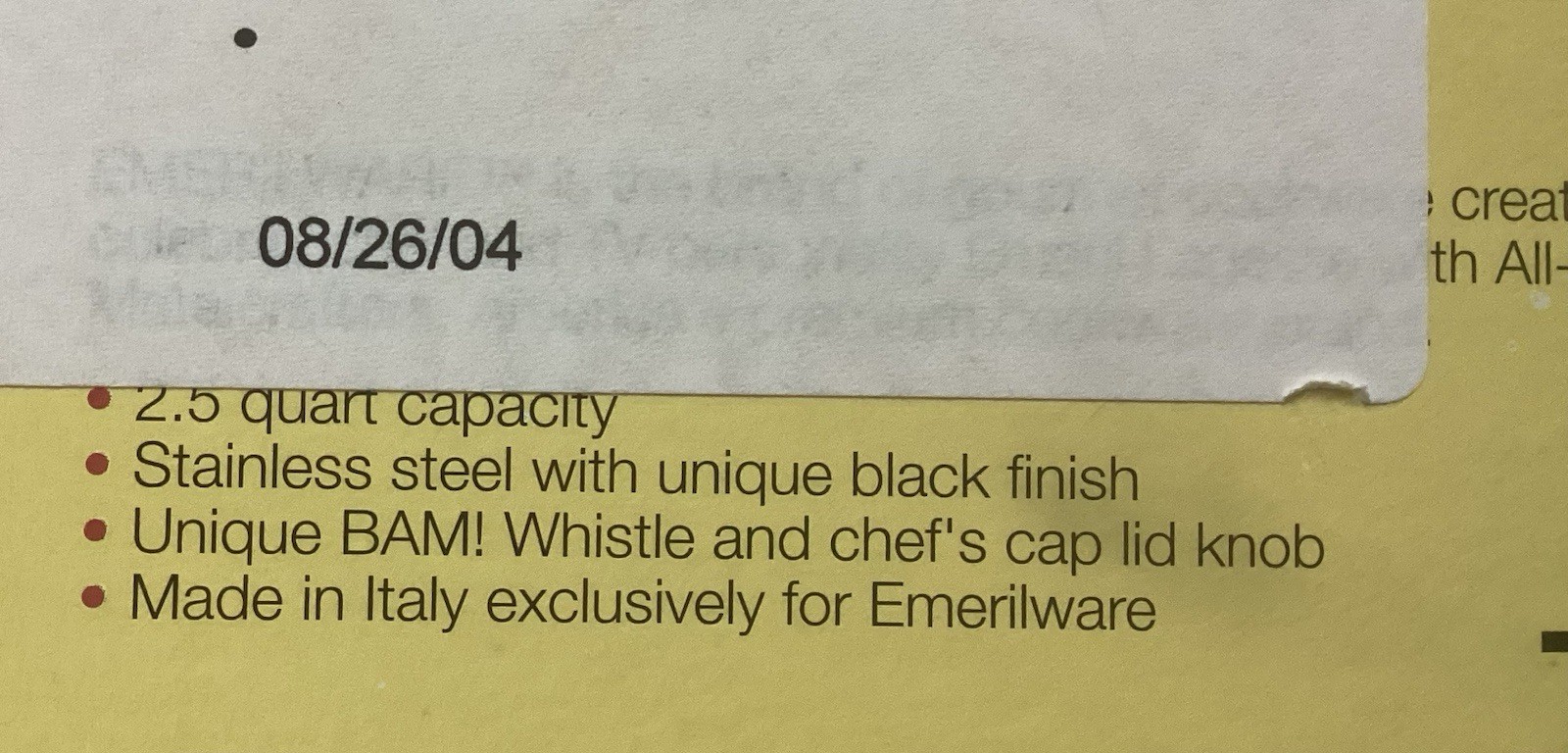 Emeril Lagasse 2.5 Quart Whistling Tea Kettle “BAM” Stainless Steel NEW Italy