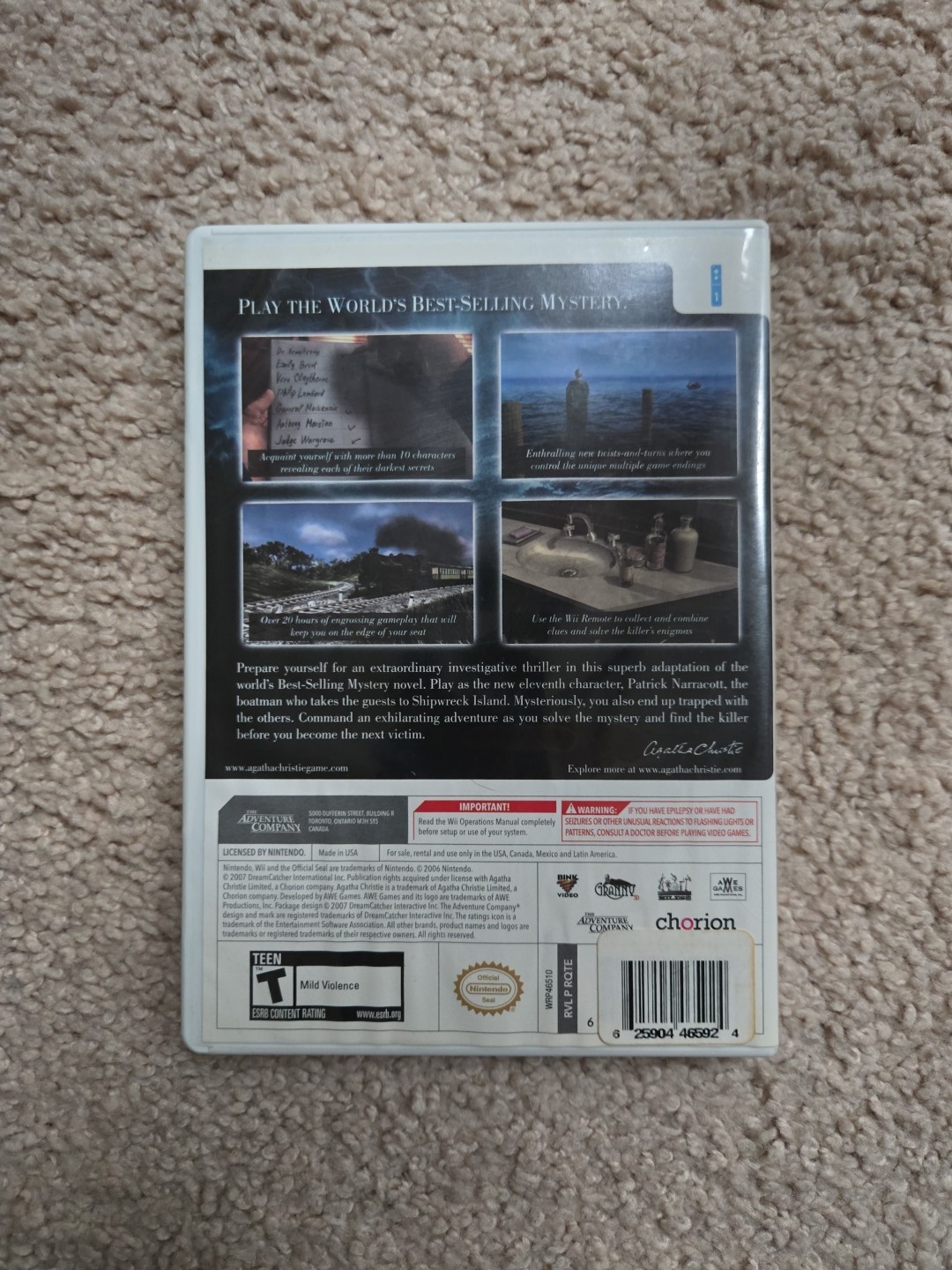 Agatha Christie: And Then There Were None (Nintendo Wii, 2008) PRE-OWNED