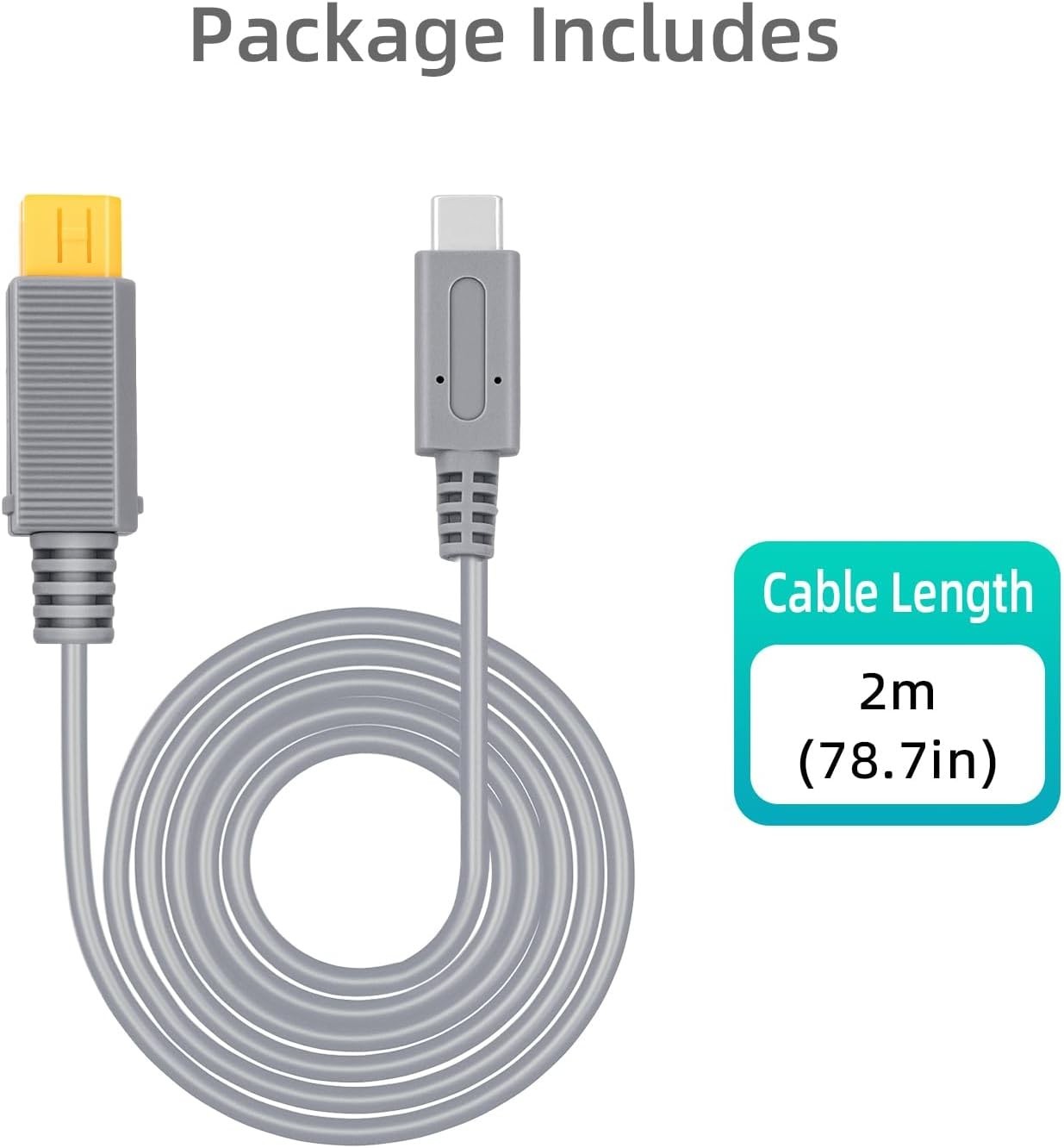 6.5Ft Type C Power Cable for Wii U – Compatible with 35W-65W Power Adapter