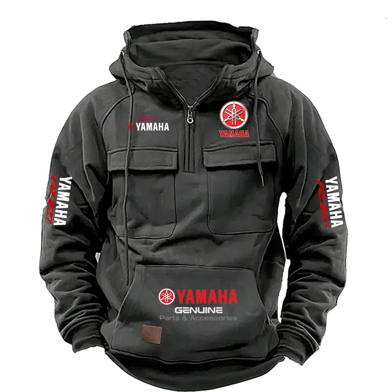 2026 New YAMAHA logo Motorcycle Racing Race Retro Velvet Half Zipper Hoodie Men