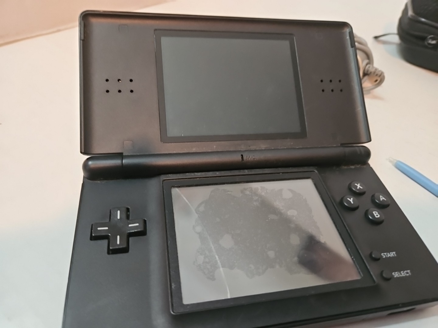 Nintendo DS Lite Onyx Black With Slot Protector. READ TESTED PARTS OR REPAIR