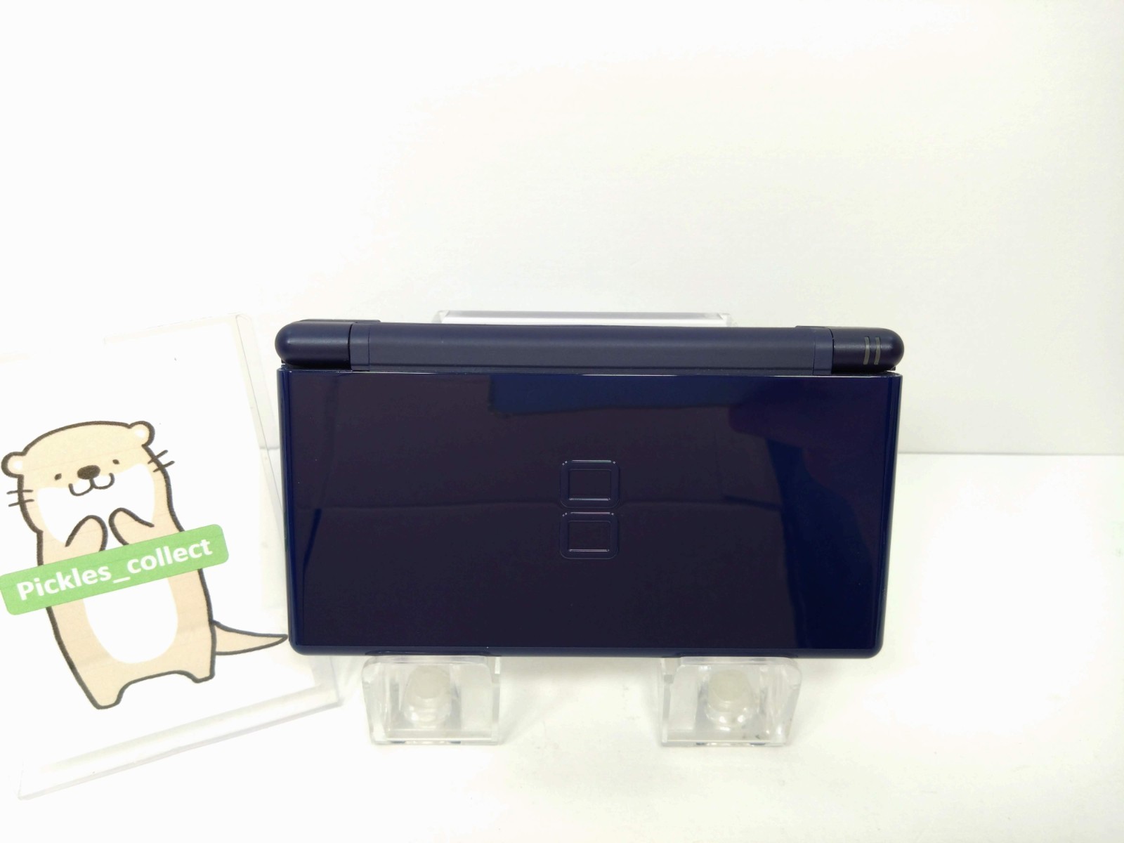 DS Lite Enamel Navy USG-001 w/GBA Connect Cover Tested Nintendo DS 0624A
