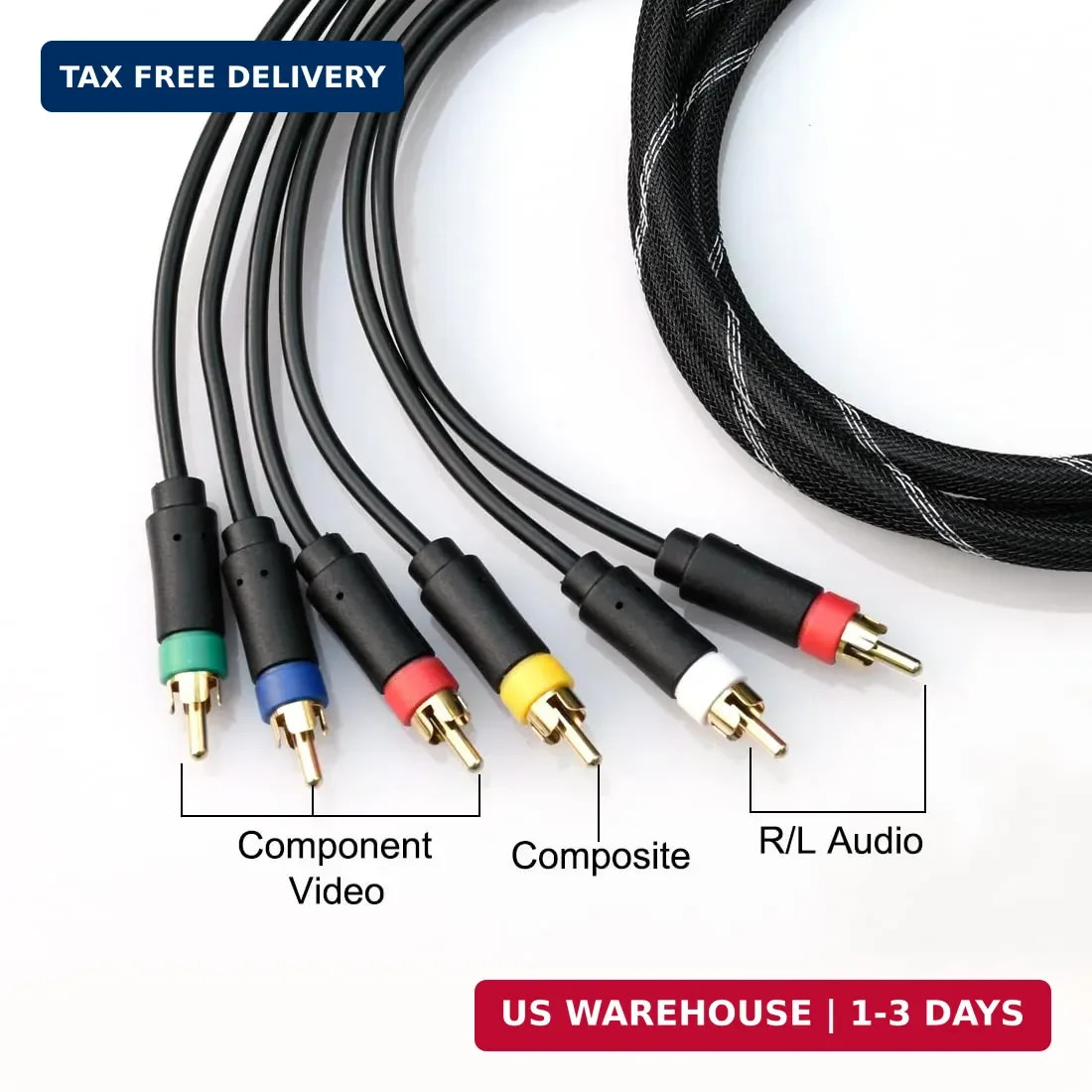HD Retrovision PlayStation 2/3 PS2/PS3 Premium YPbPr Component Video Cable 6 Ft