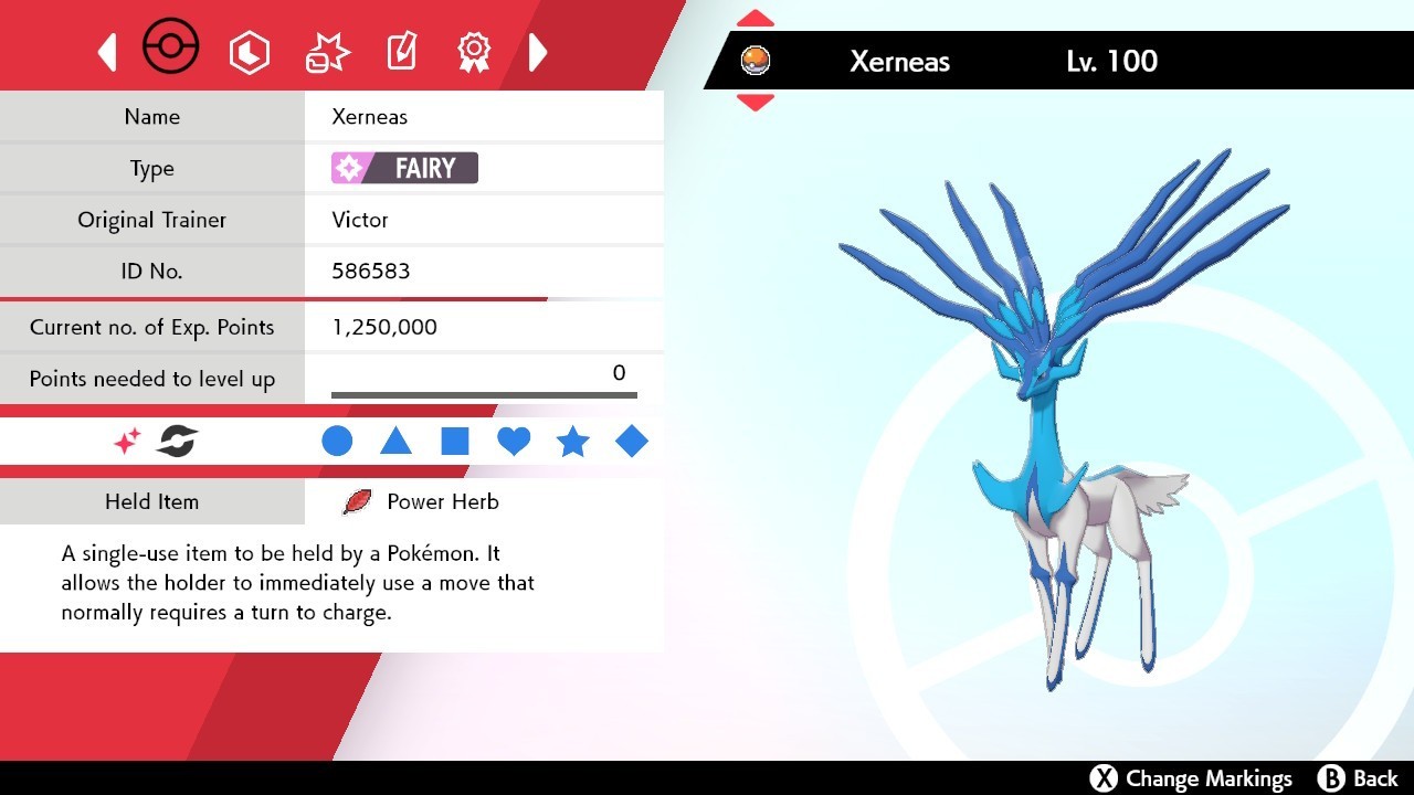 Xerneas Shiny 6IVS Pokemon Sword and Shield