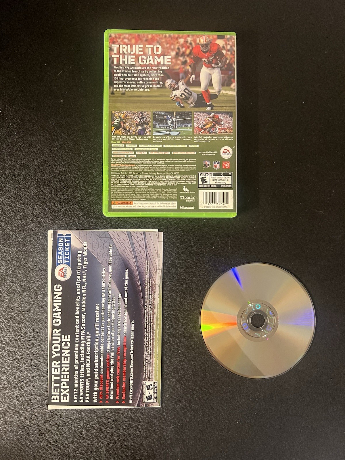 Madden NFL 12 (Microsoft Xbox 360, 2011) EA Sports Football Video Game NFL