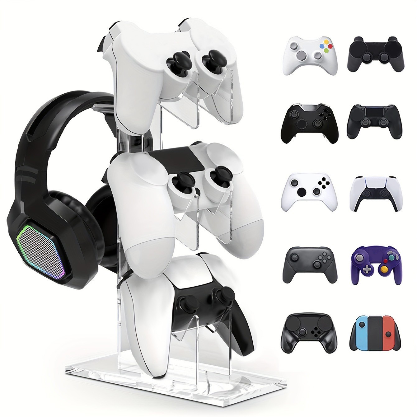 Universal 3 Layer Game Controller And Headphone Holder Stand Display ALL IN ONE