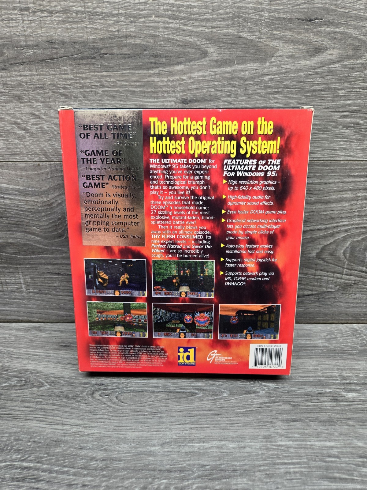 The Ultimate Doom PC Big Box Windows 95 CD-ROM No Poster Clean Disc