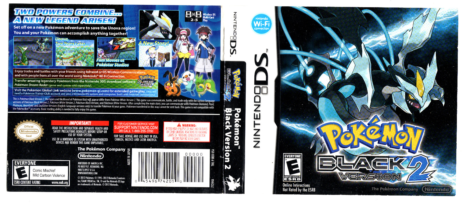 Pokemon Black Version 2 (Nintendo DS, 2012) NO GAME Insert Art ONLY Authentic !