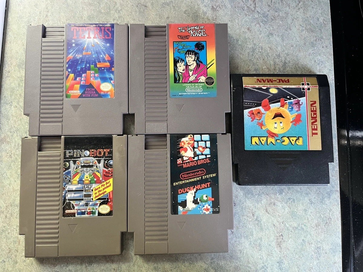 Nintendo NES Game Bundle Super Mario Bros & Duck Hunt, Pac-man, Tetris