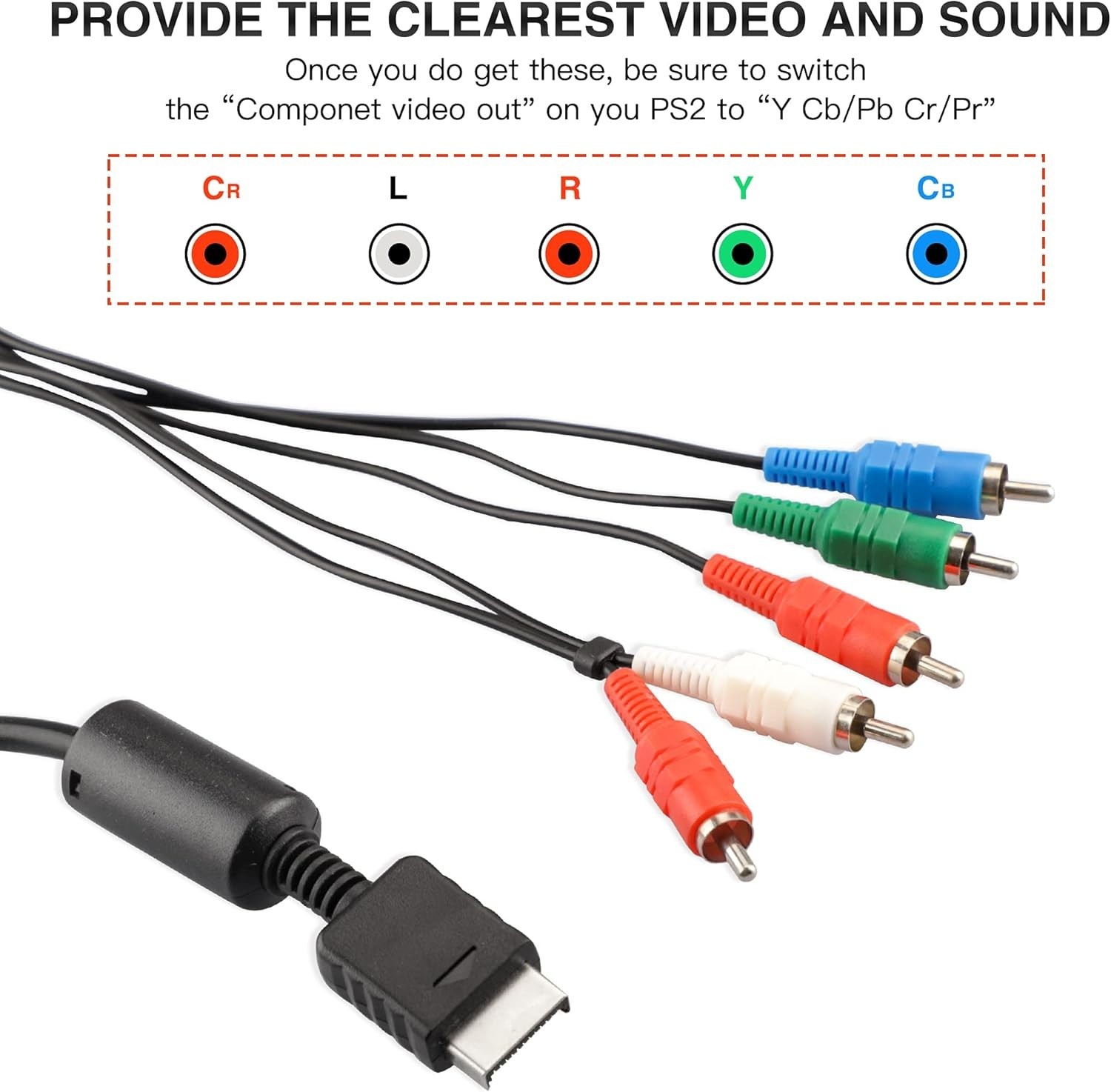 6FT HD Component RCA AV Video-Audio Cable Cord for SONY Playstation 2 3 PS2 PS3
