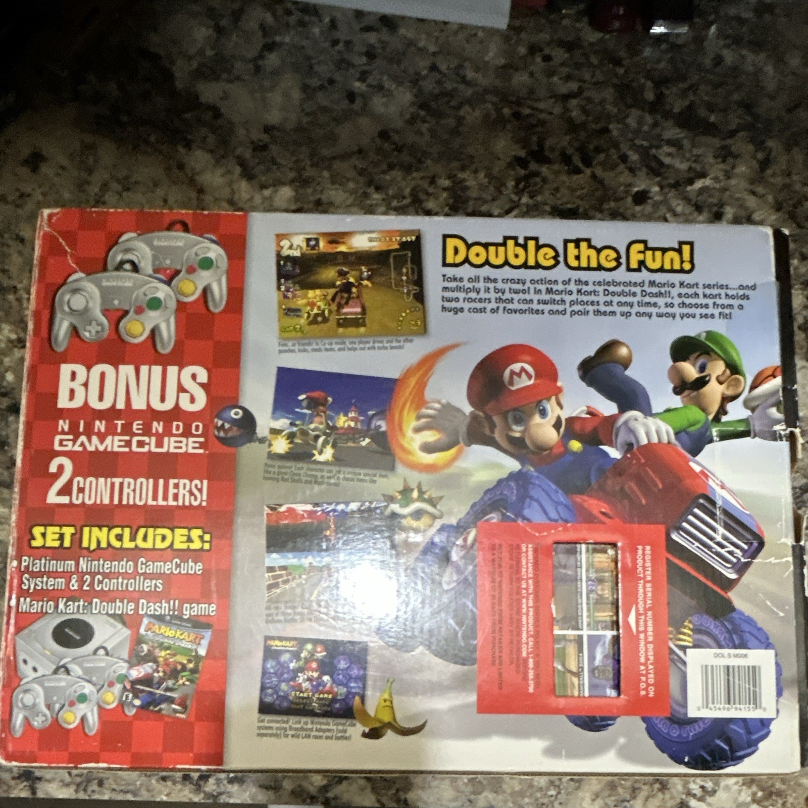 Nintendo GameCube Platinum Mario Kart Double Dash Bonus Set Box 2 Controllers