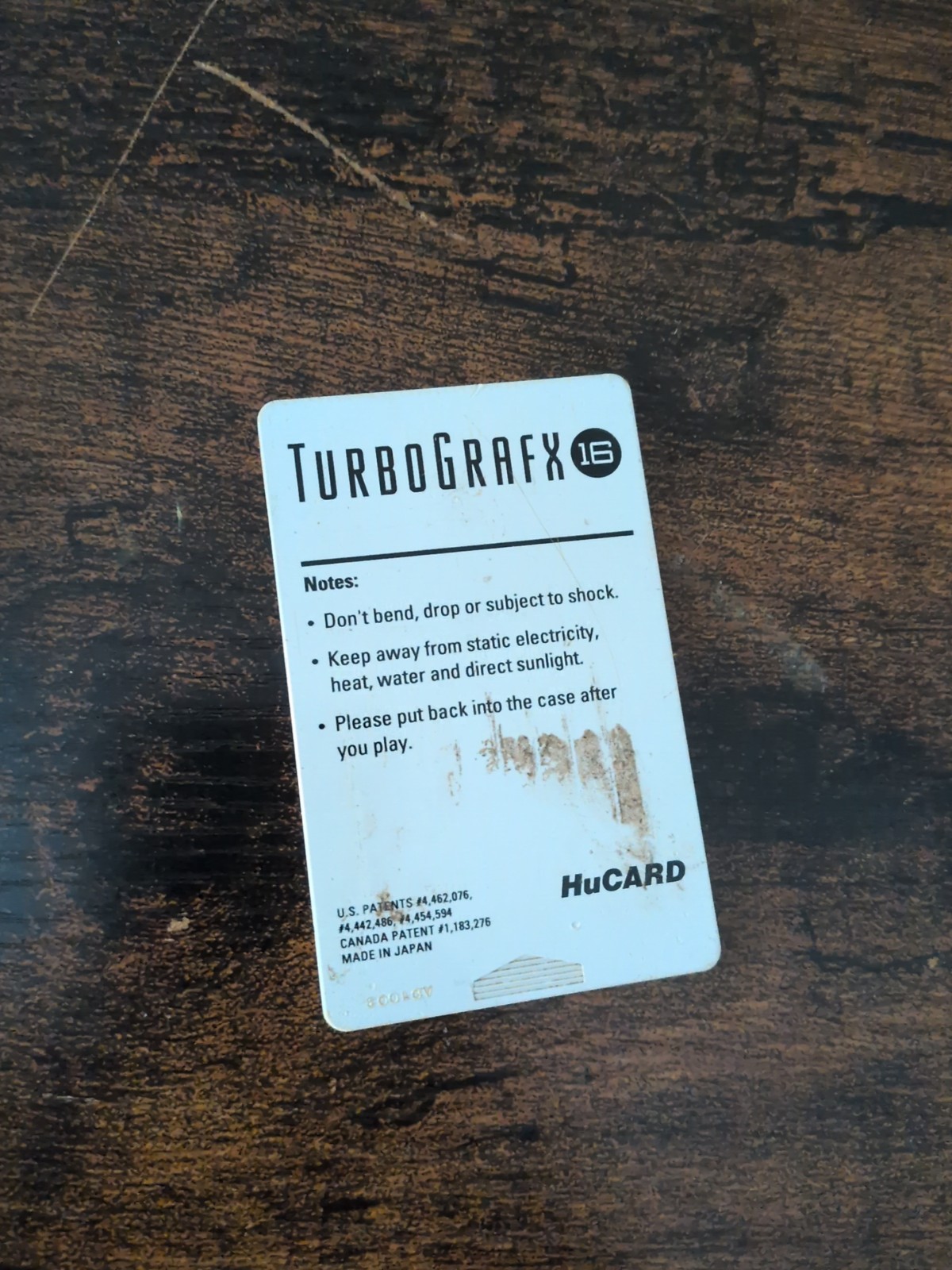 China Warrior (TurboGrafx-16, 1989), Card Only