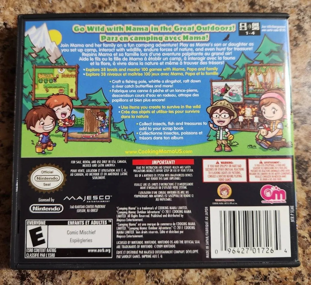 Camping Mama: Outdoor Adventures (CIB, Nintendo DS, 2011) – Game, Case, Manual