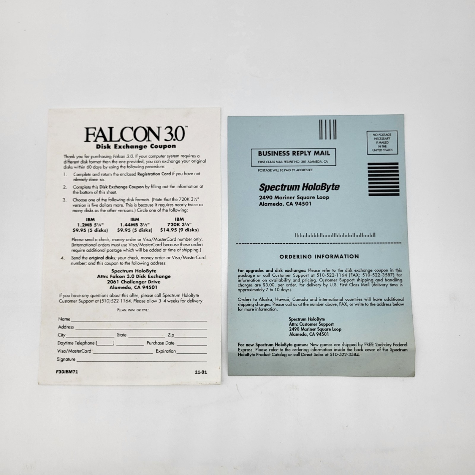 Falcon 3.0 IBM PC Box Manual Maps Docs No Disks Spectrum Holobyte