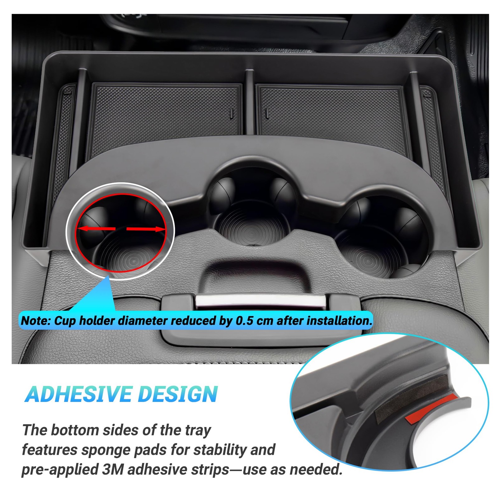 Sinminou Center Console Cup Holder Organizer Compatible 2013-2024 Dodge Ram