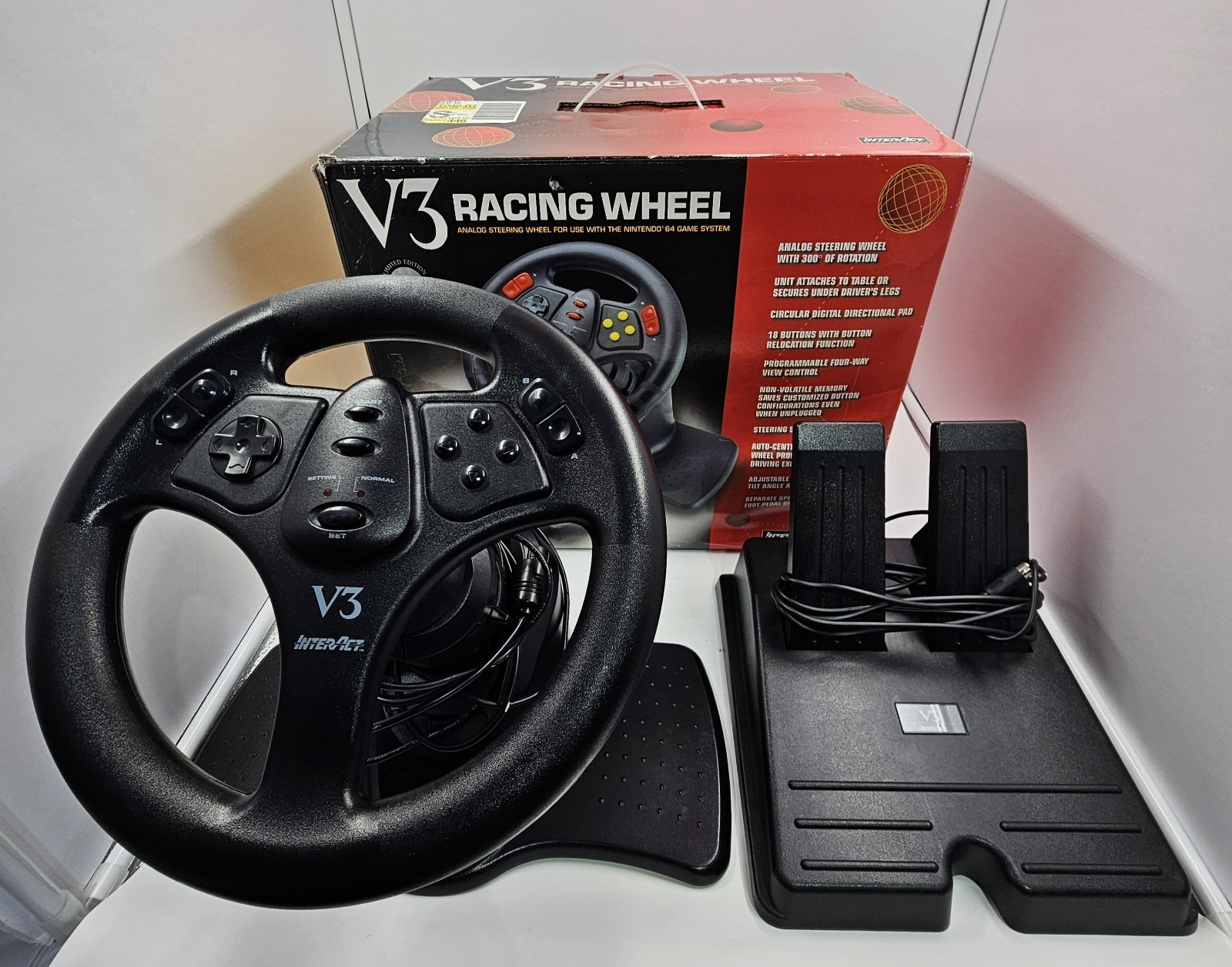InterAct V3 FX Racing Wheel and Pedals SV-380 For Nintendo 64 N64