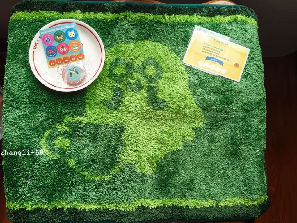 Game Animal Crossing Brewster Coffee Green Carpet Tufting Floor Mat Soft 80*60cm