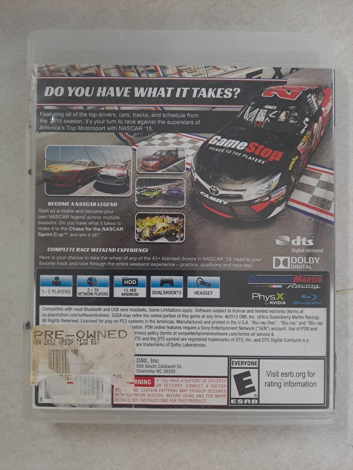 NASCAR 15 Racing (Sony PlayStation 3 PS3, 2015) Jeff Gordon Version