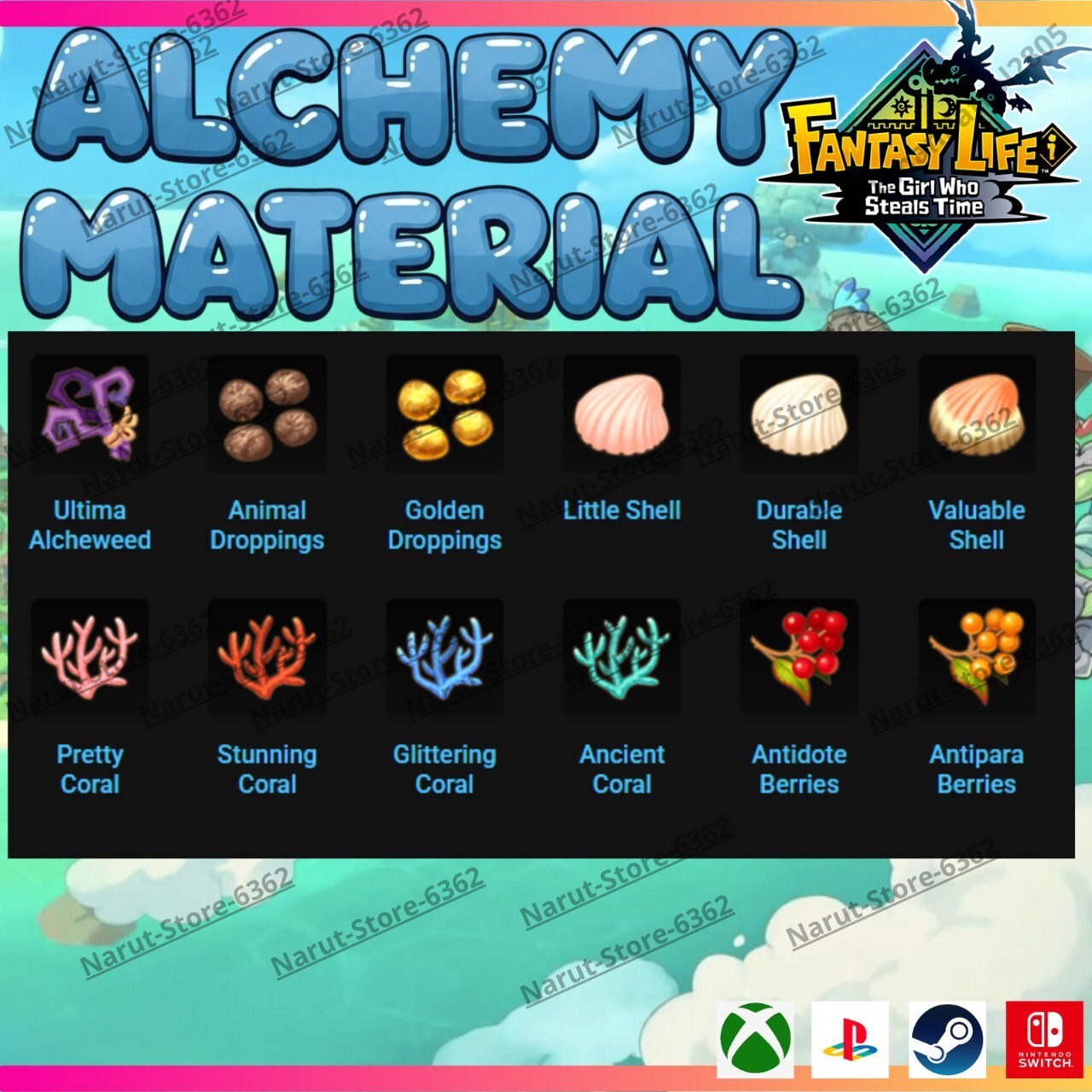 Fantasy Life I: Alchemy Material Bundle🌟 crafting The Girl Who Steals the Time