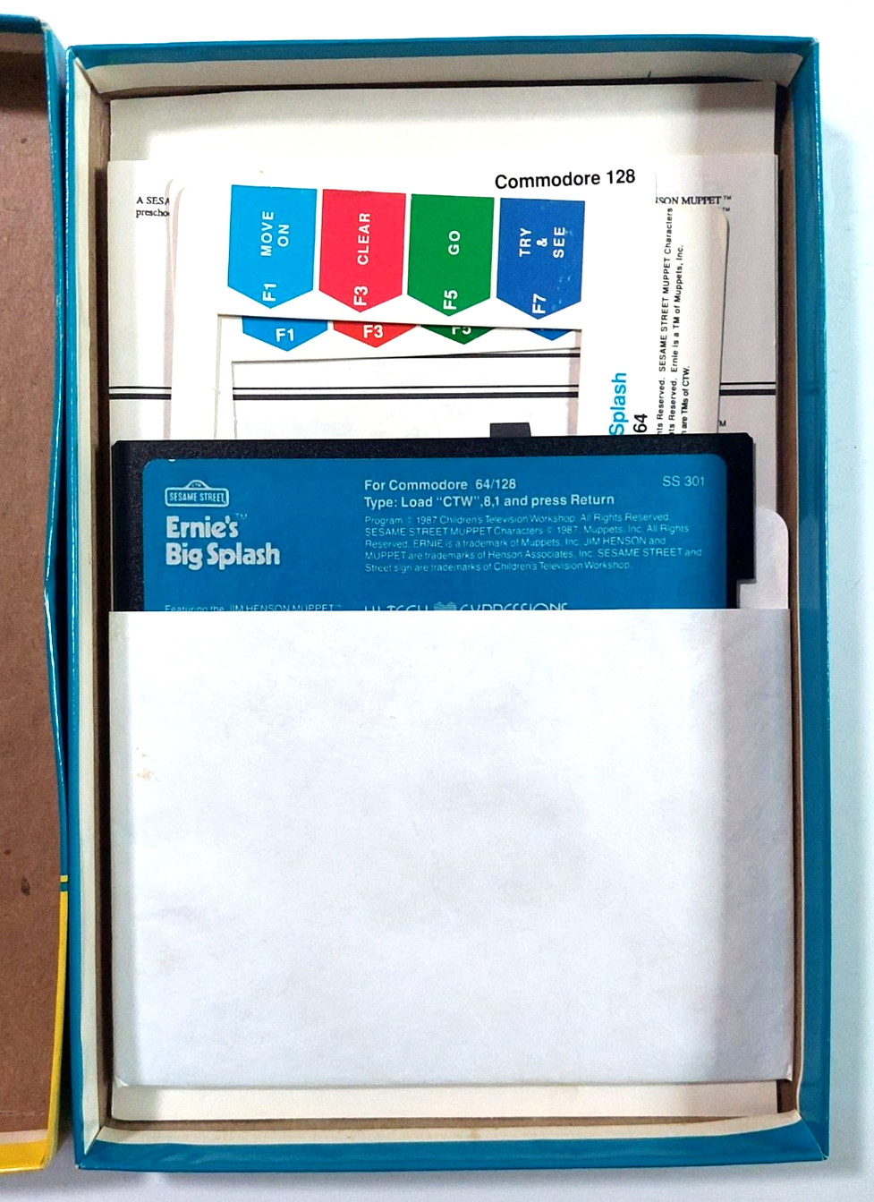 Sesame Street Ernie’s Big Splash Commodore 64 1987 Box W/Manual Floppy Untested