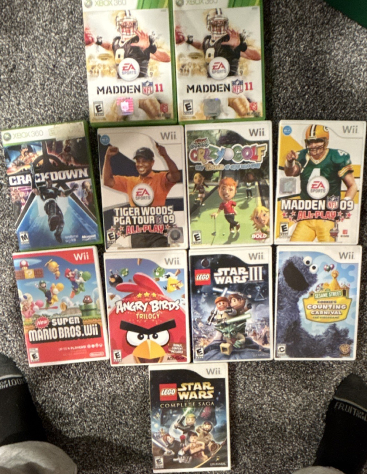 Nintendo & Microsoft Wii/Xbox 360 Game Lot w/ Super Mario Bros LEGO Star Wars