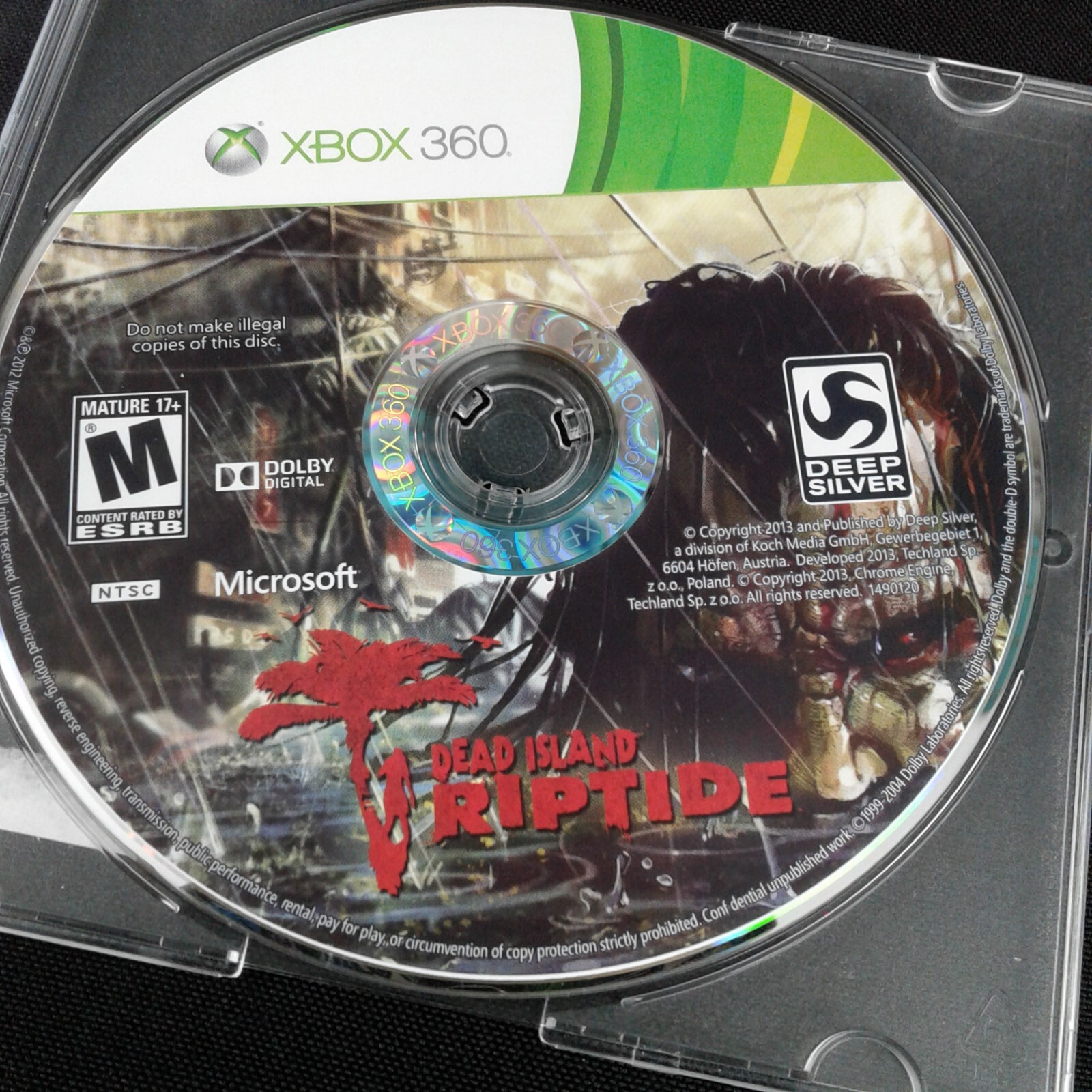 Dead Island: Riptide (Microsoft Xbox 360, 2013) Clear Case Mature 17+ C9-1475