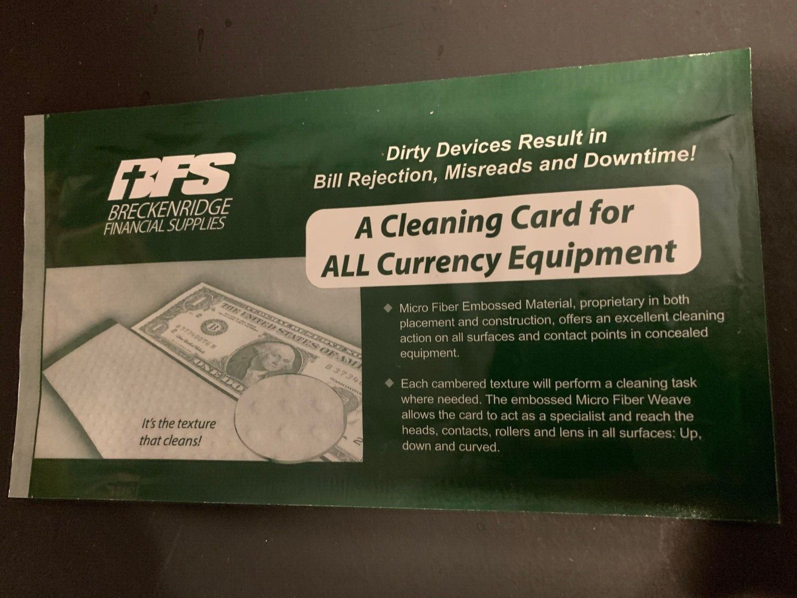 CLEANING CARD FOR ALL CURRENCY DIRTY DEVICES EQUIPMENT SAFE’s ATM’s SLOT’s